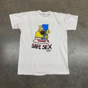 VTG Safe Sex Graphic T Shirt Mother Goose Grimm Single Stitch USA Mens Large